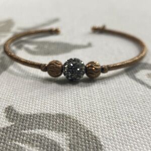 Vintage Dyadema Cuff Bracelet 925
Gold Italy Rhinestone Ball Coils
Ribbed Signed